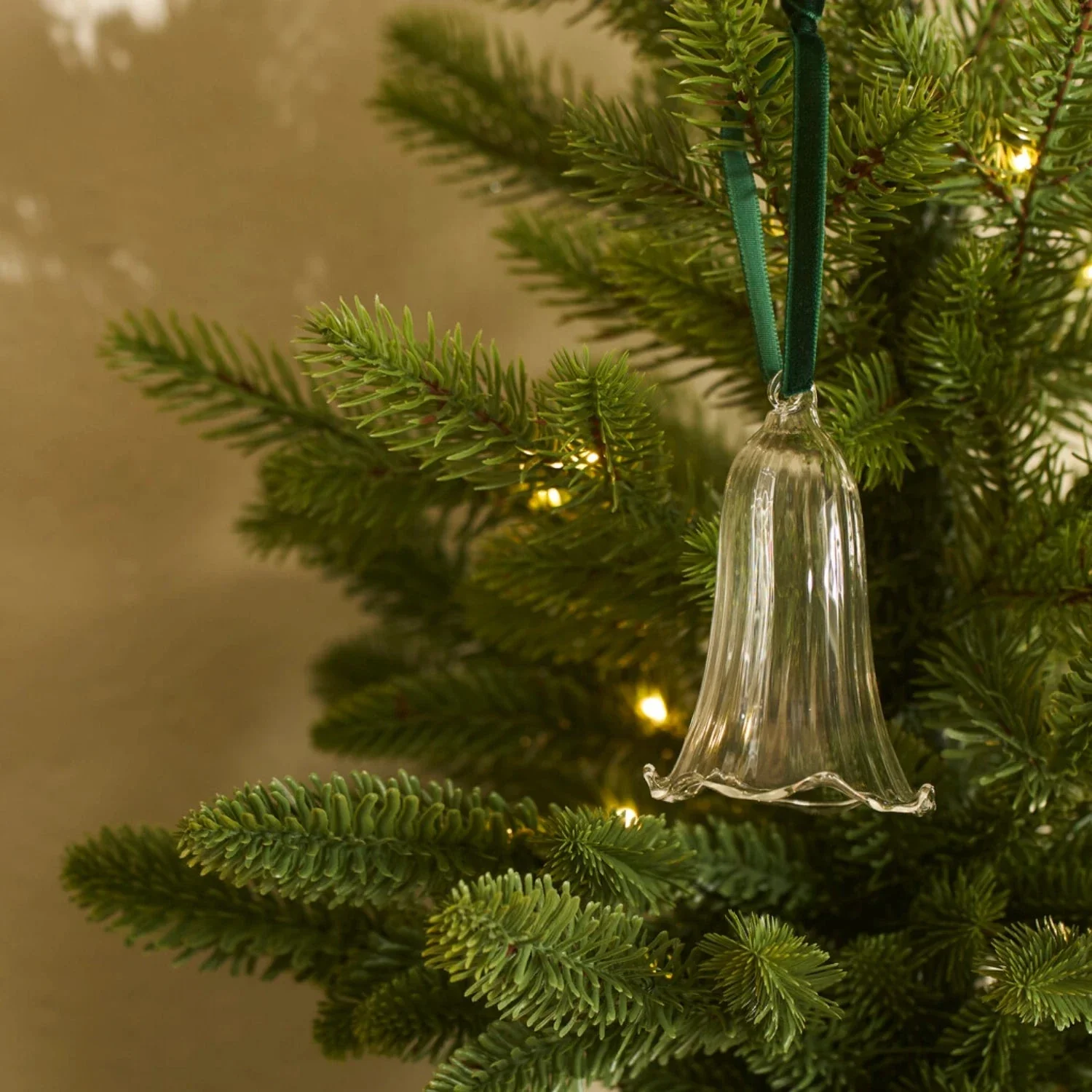 Amara Glass Bell Hanging Decoration, Constable Green