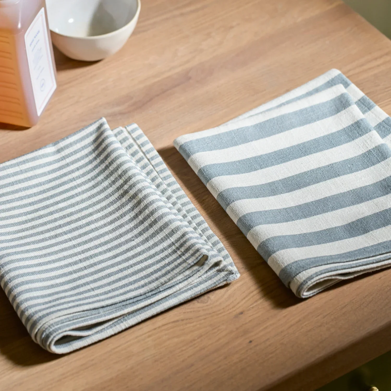 Aster Blue Striped Tea Towels, Set of 2