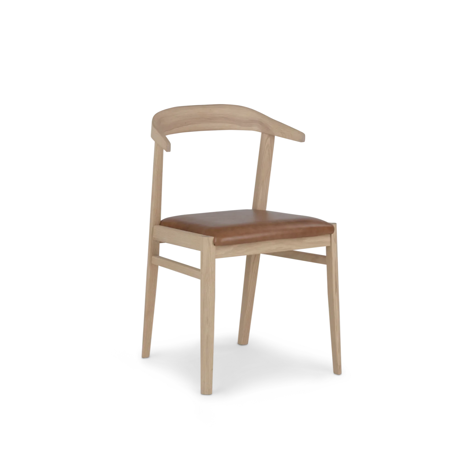 Borough Oak Dining Chair, Tan Leather - Image 9
