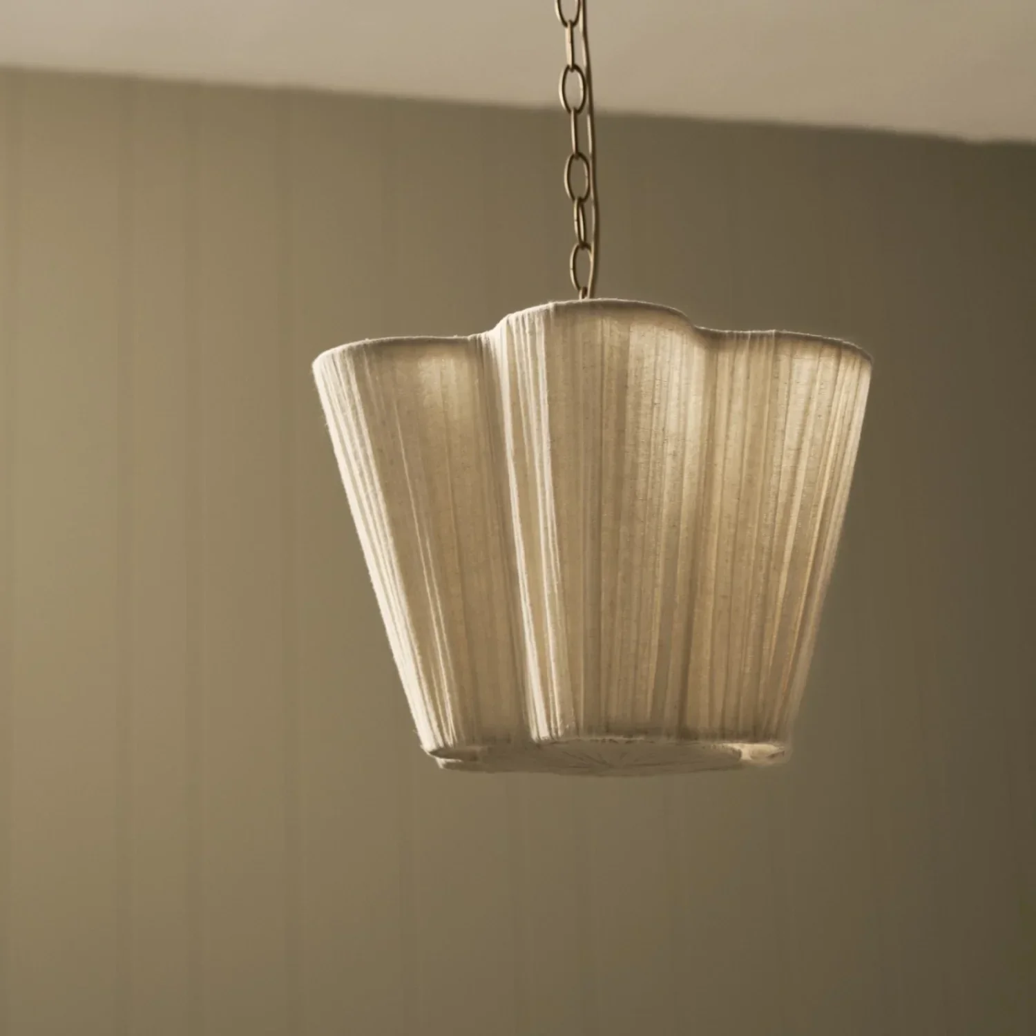 Cecile Small Gathered Linen Pendant Light - Image 2