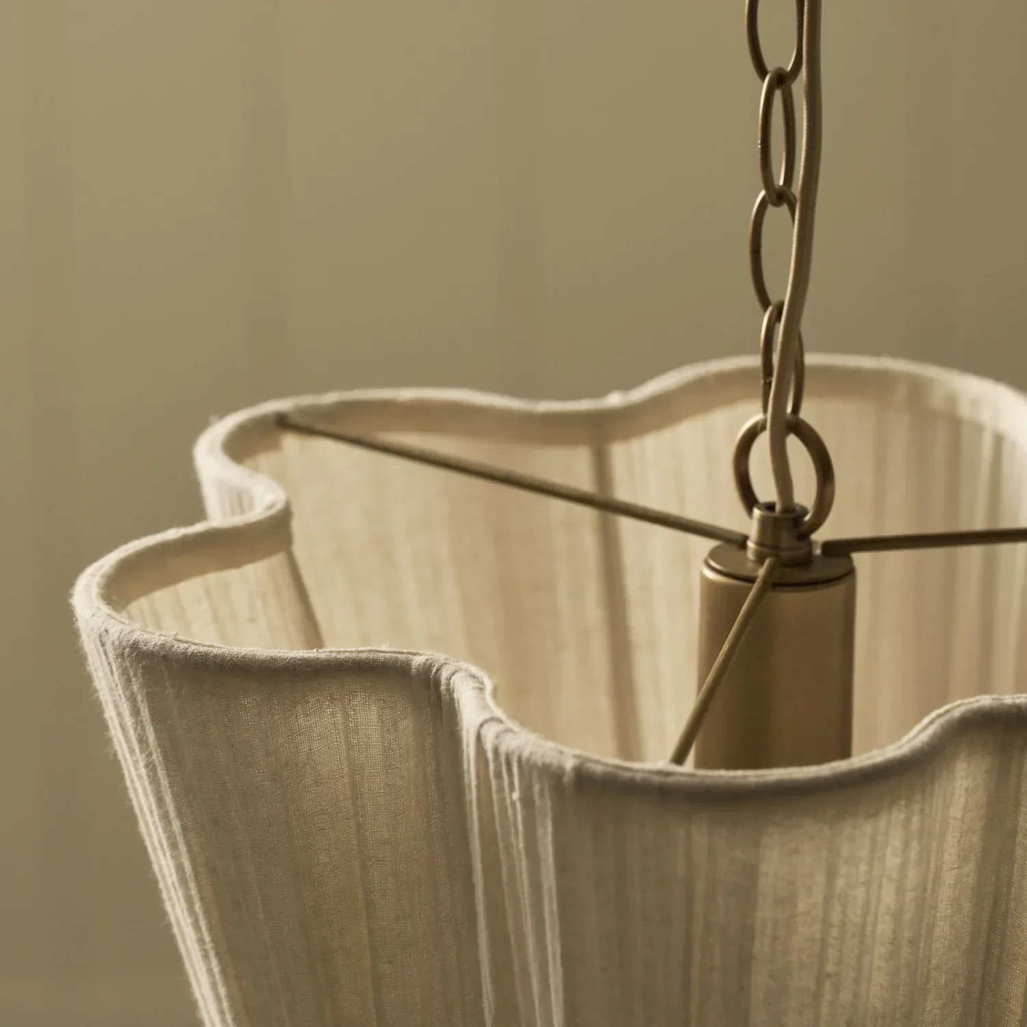 Cecile Small Gathered Linen Pendant Light - Image 3
