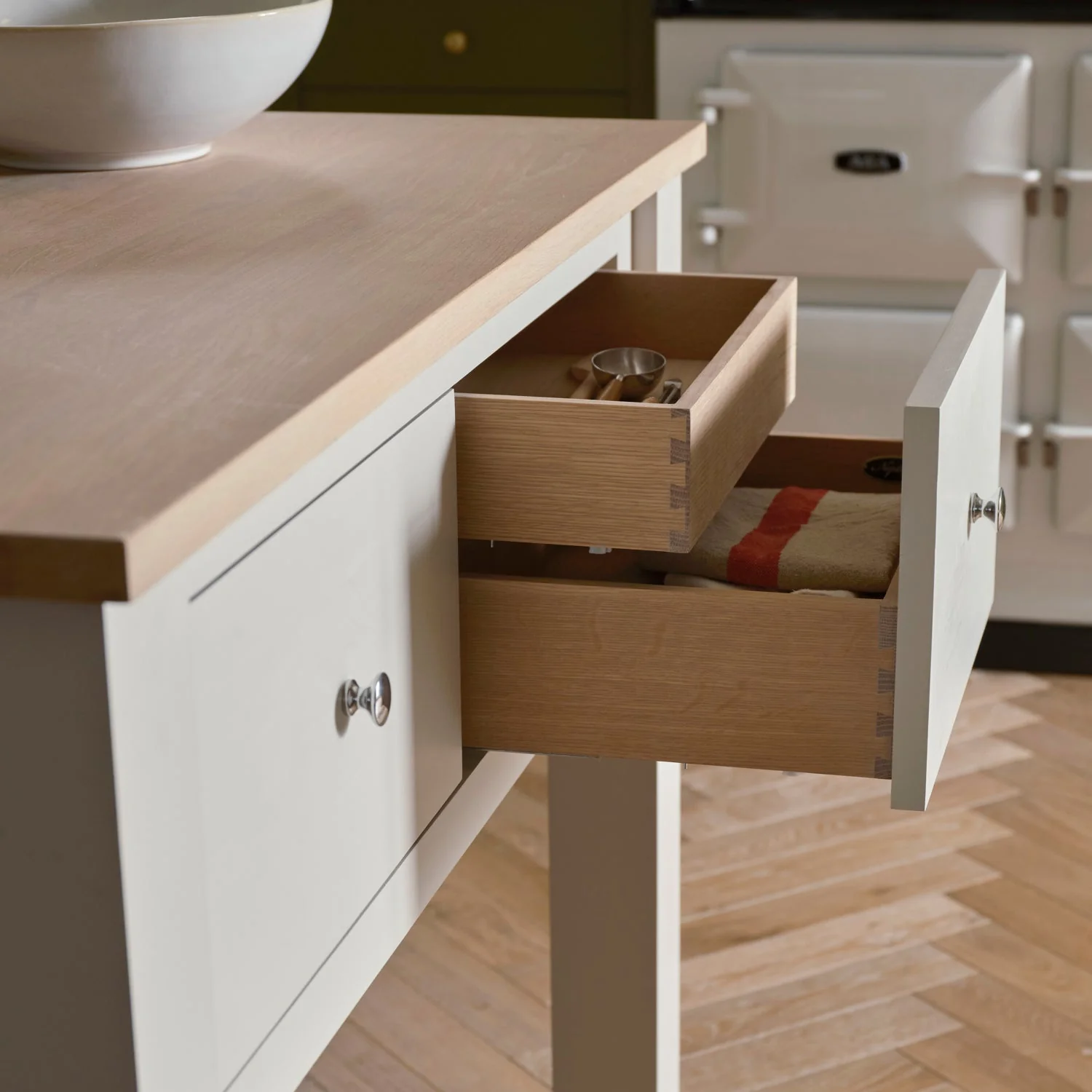 Charlecote Medium Kitchen Island with Oak Top, 120cm - Image 2