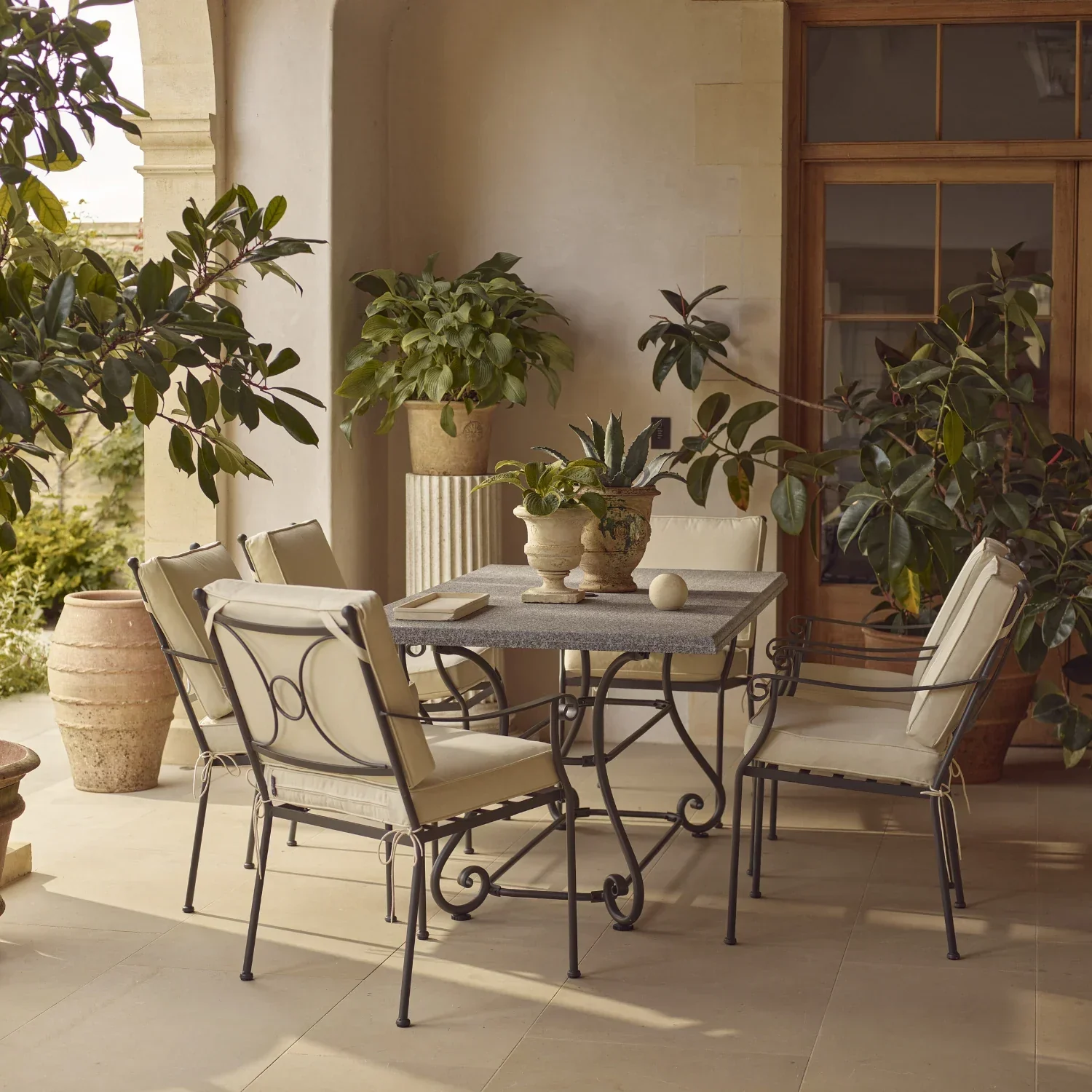 Cheltenham 6 Seater Metal Garden Dining Table with Granite Top - Image 7