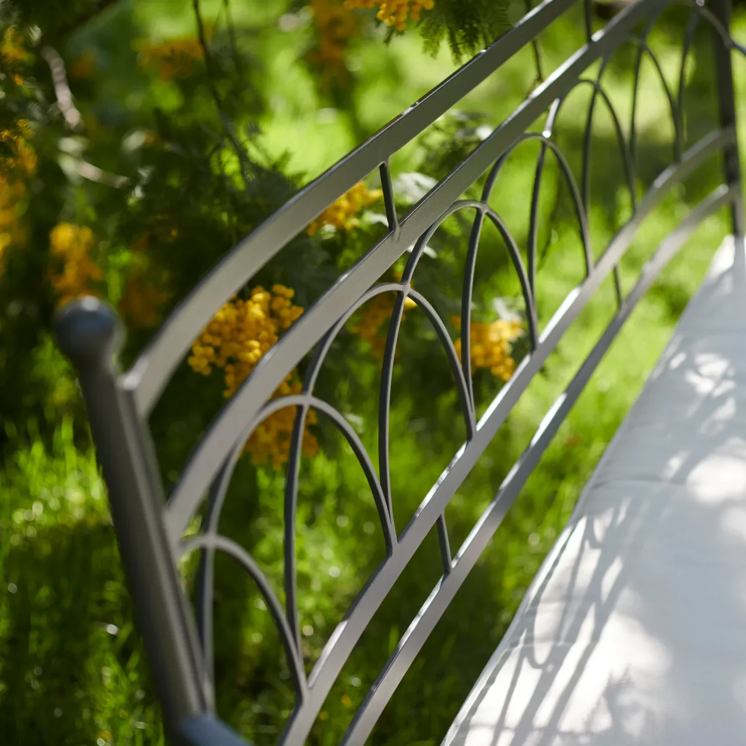 Cheltenham 2 Seater Metal Garden Bench with Cushion - Image 3