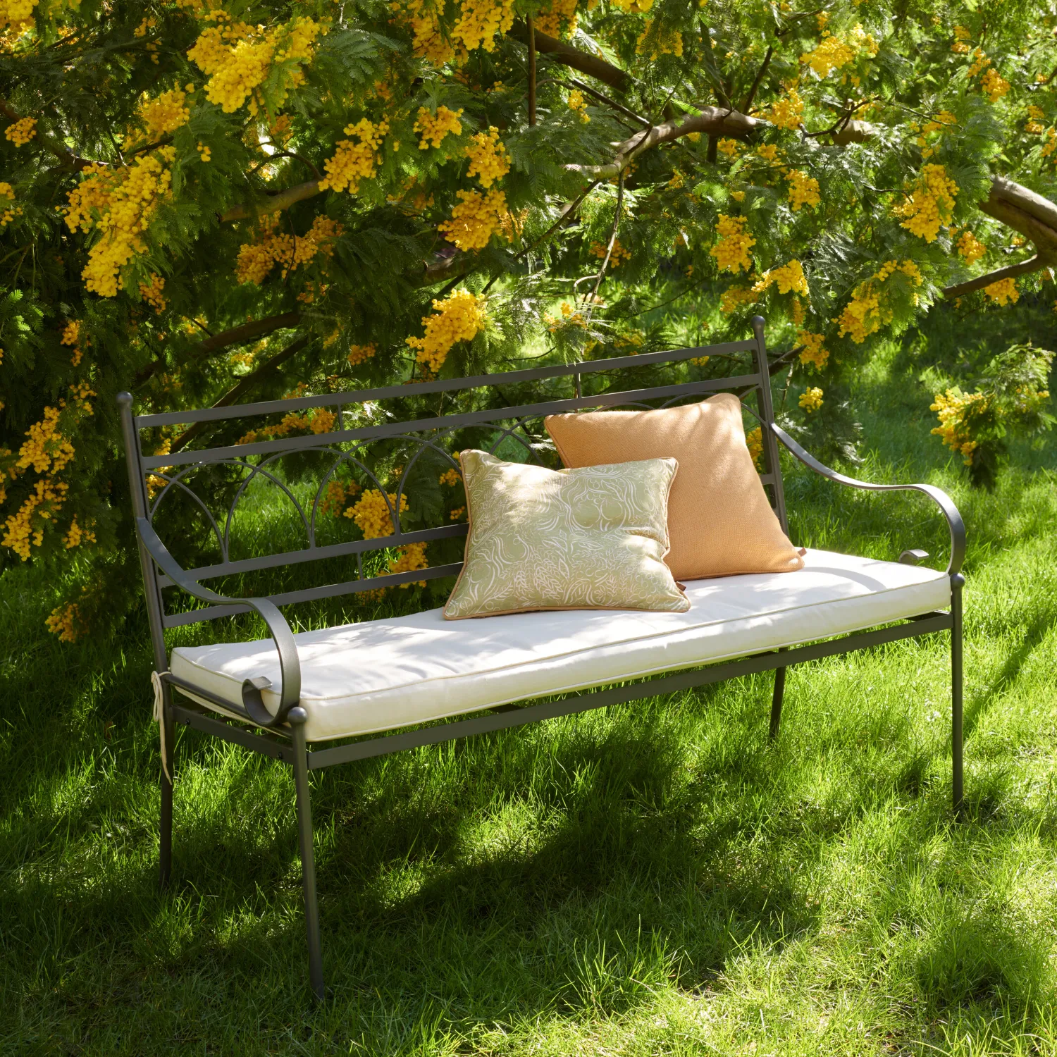 Cheltenham 2 Seater Metal Garden Bench with Cushion - Image 5