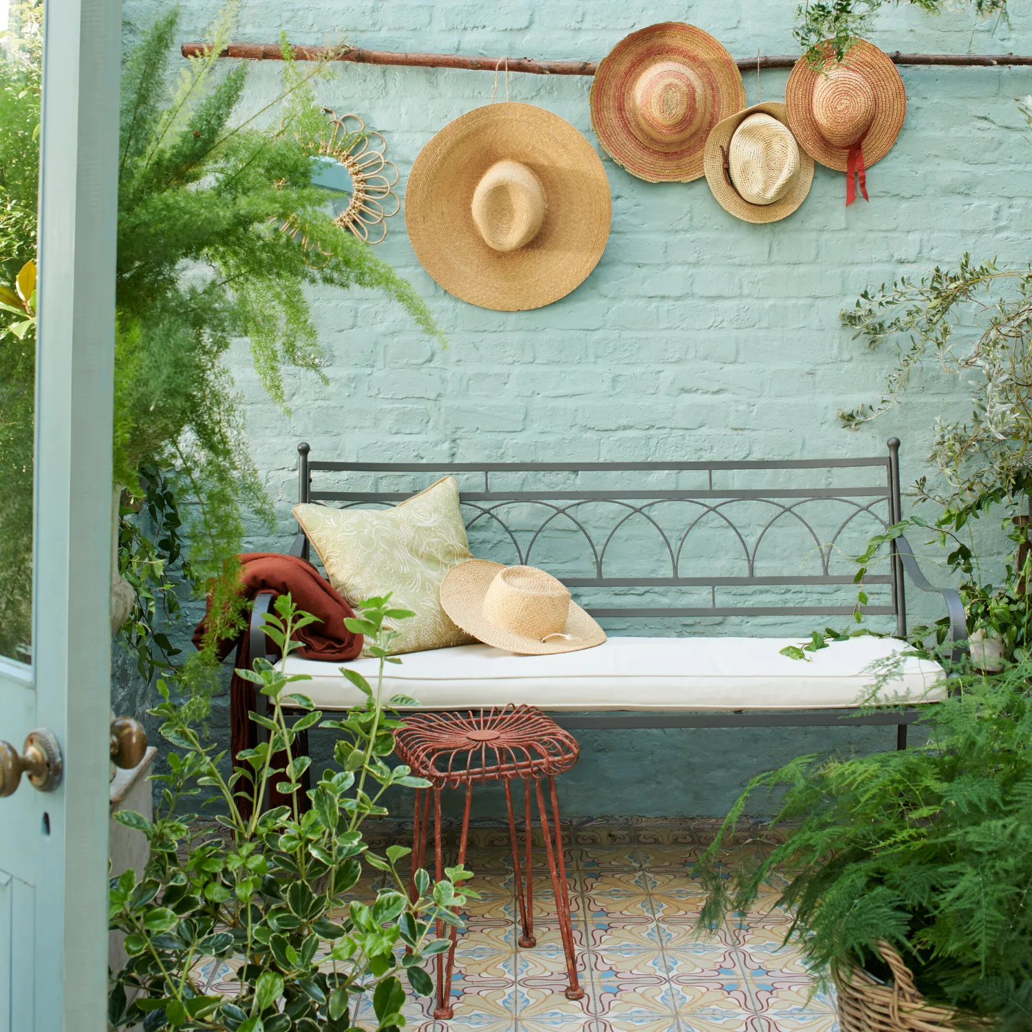 Cheltenham 2 Seater Metal Garden Bench with Cushion - Image 6