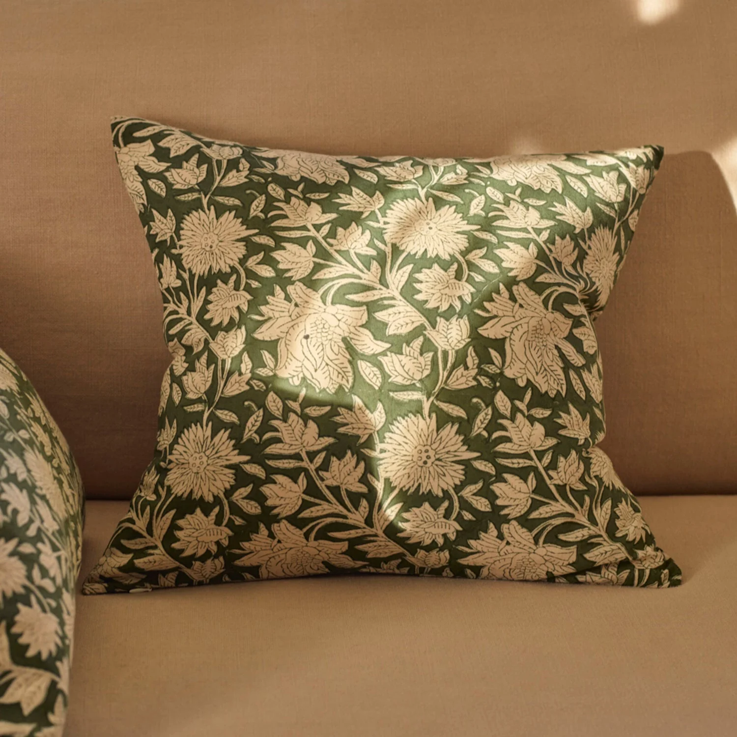 Dora Square Printed Scatter Cushion, Green - Image 3