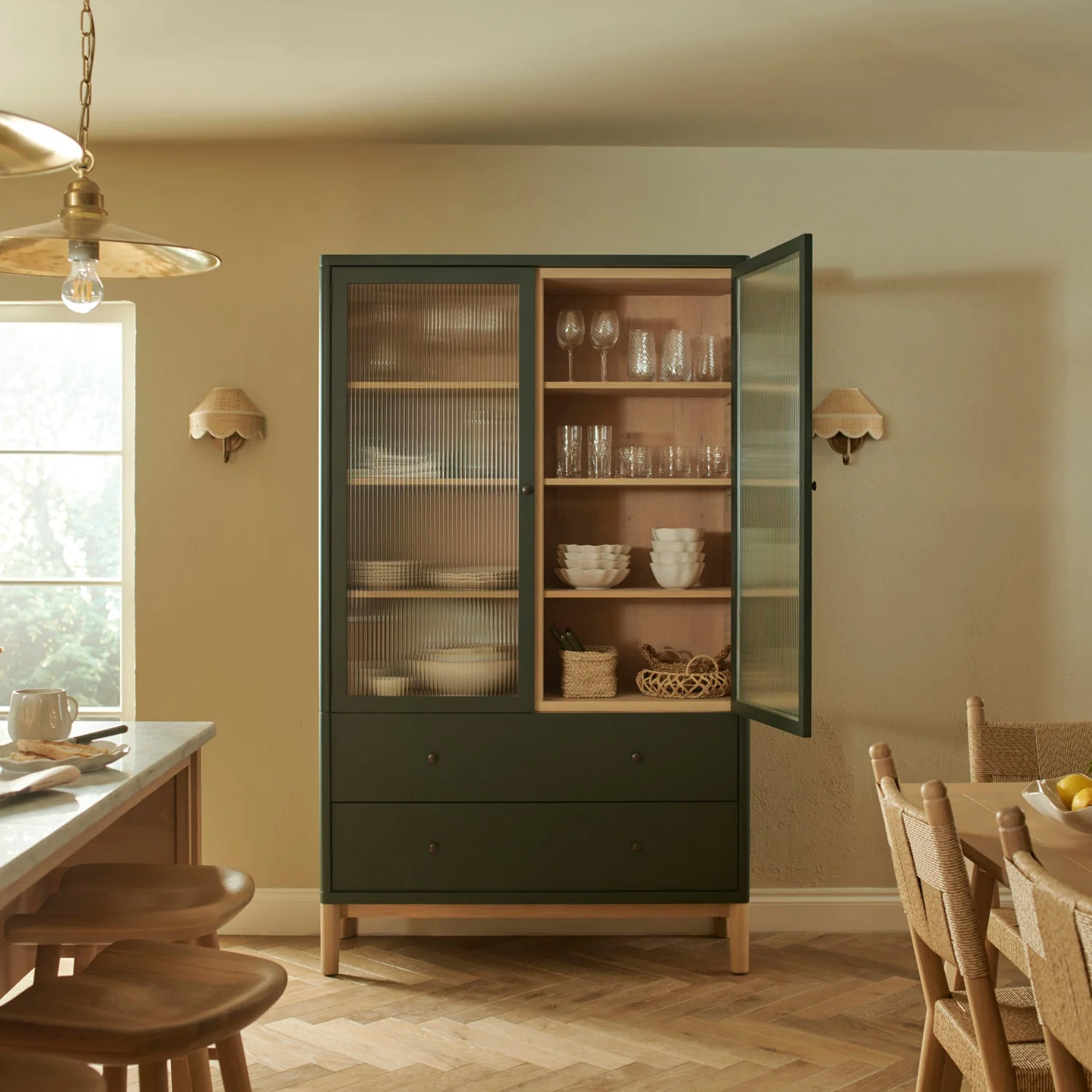 Farlow 1200 Full Height Freestanding Larder, Constable Green - Image 3