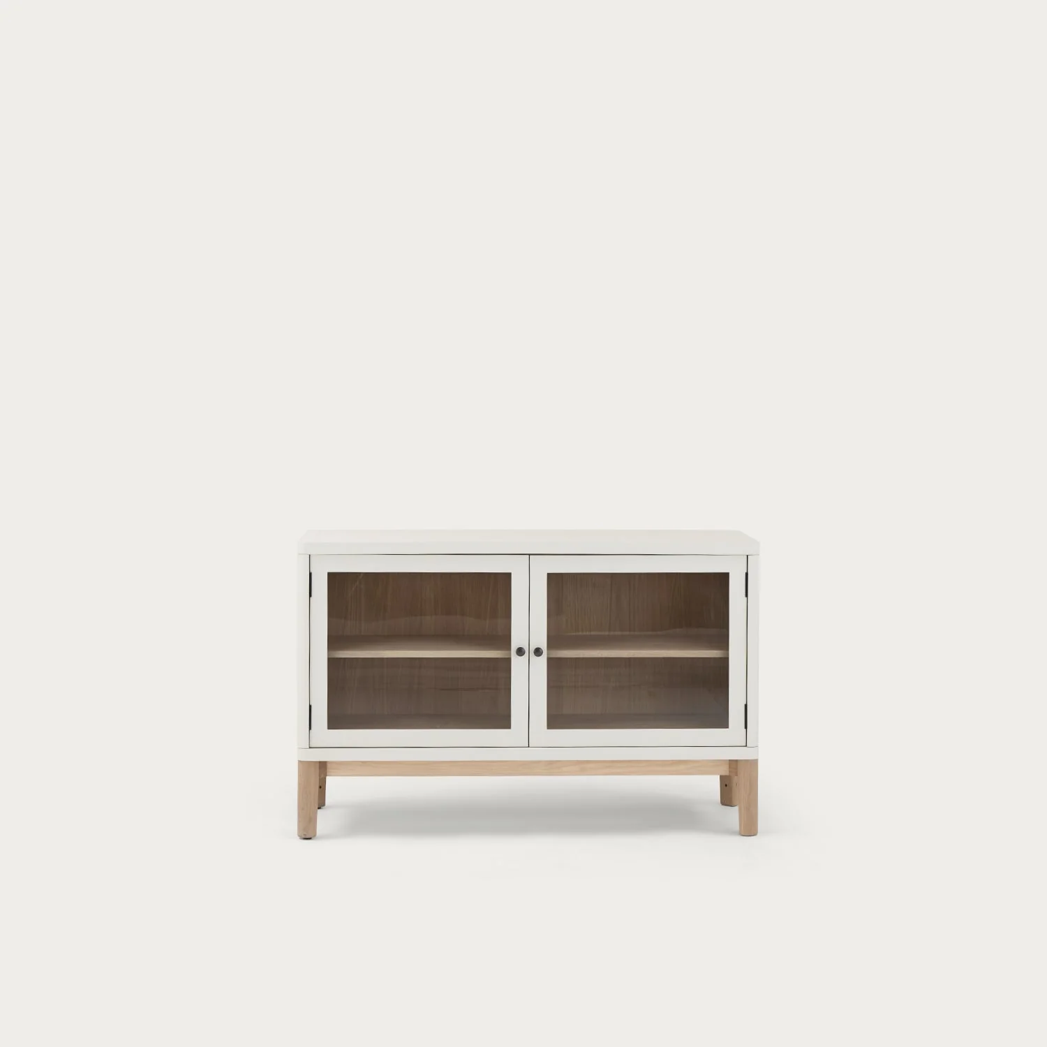 Farlow Low Oak Sideboard with Glass Doors - Image 4