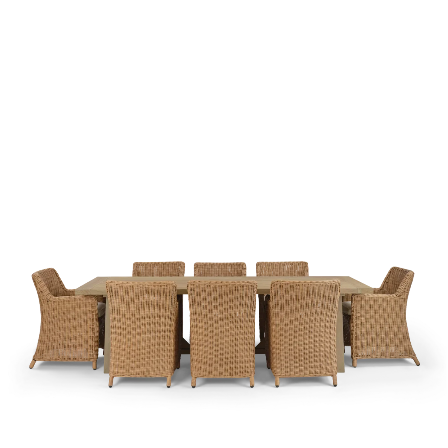 Harmondsworth 8 Seater Teak Garden Dining Table Set with Stanway Honey Carver Chairs - Image 12