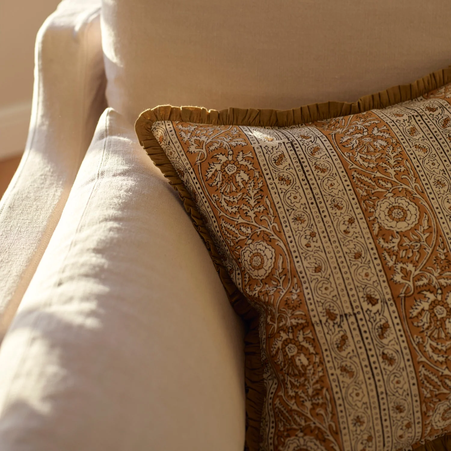 Mae Printed Scatter Cushion, Mustard - Image 4