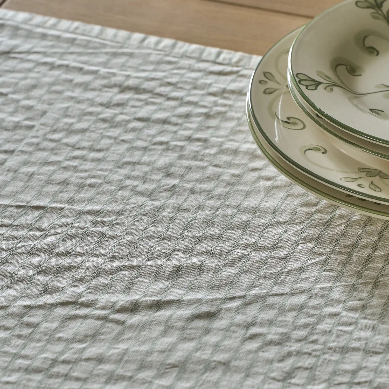 Maeve Cotton Linen Table Runner, Nettle - Image 2