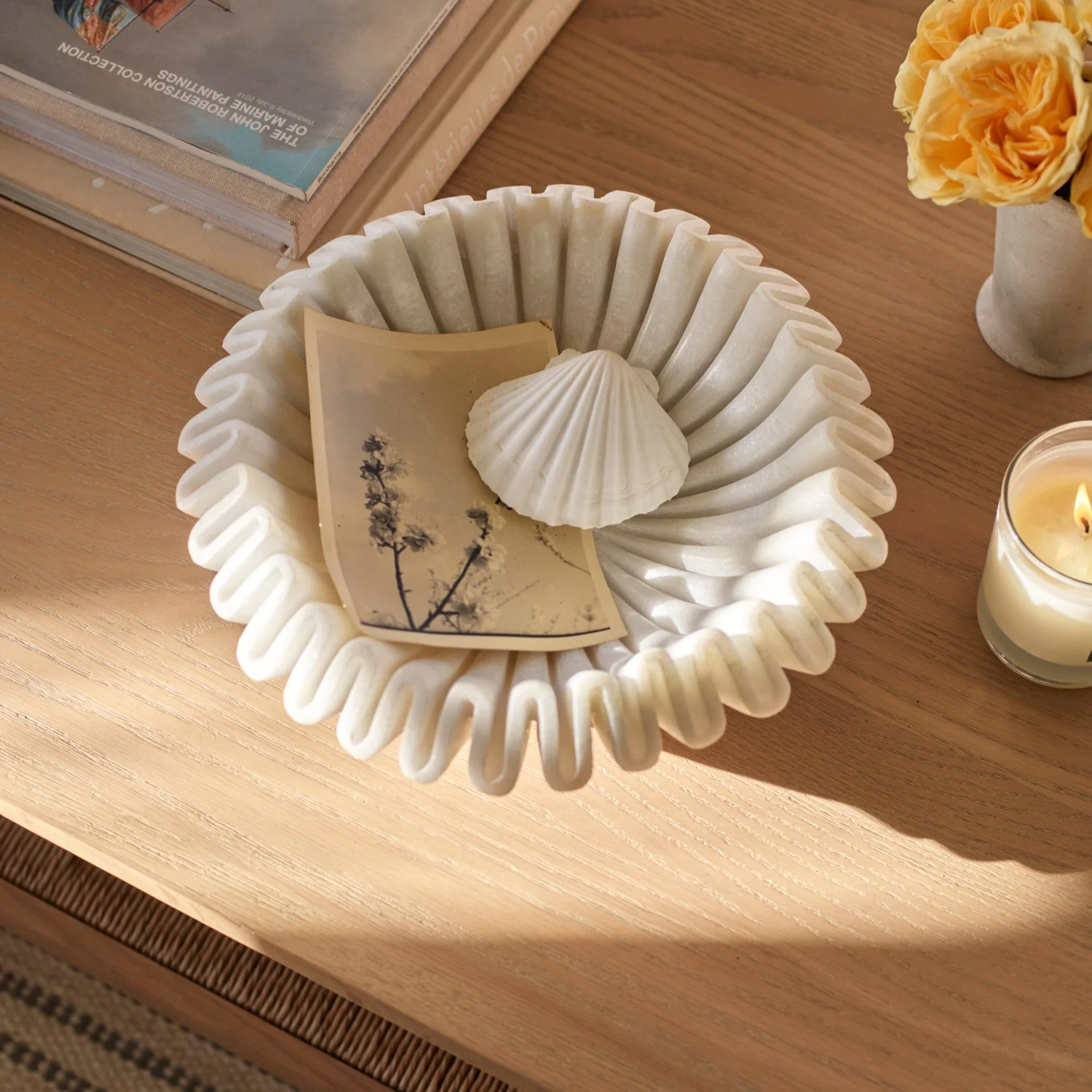 Malpas Scalloped Marble Bowl - Image 3
