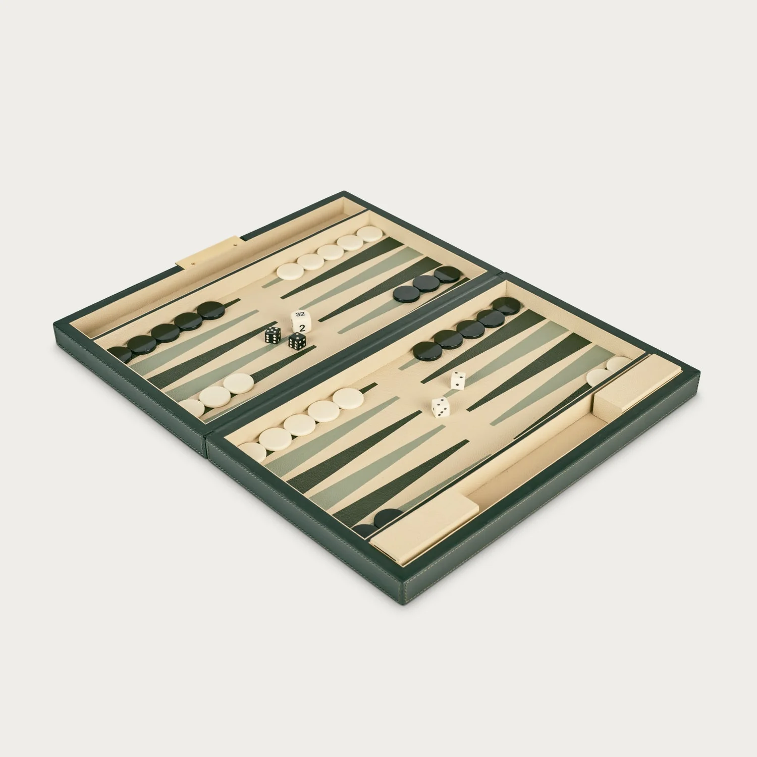 Neptune Leather Backgammon Set, Constable Green - Image 3