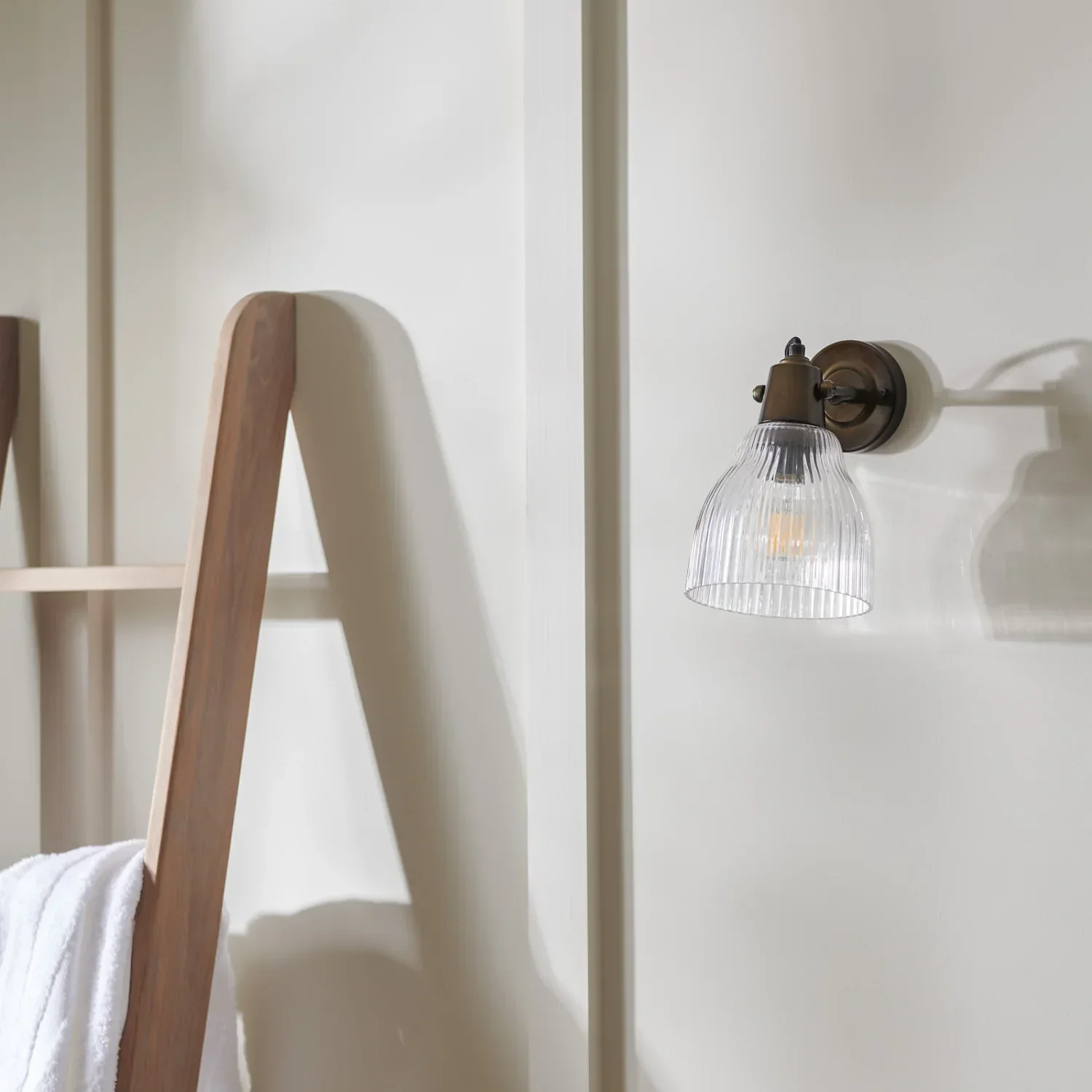 Shaftesbury Fluted Glass Wall Light, Bronze - Image 2