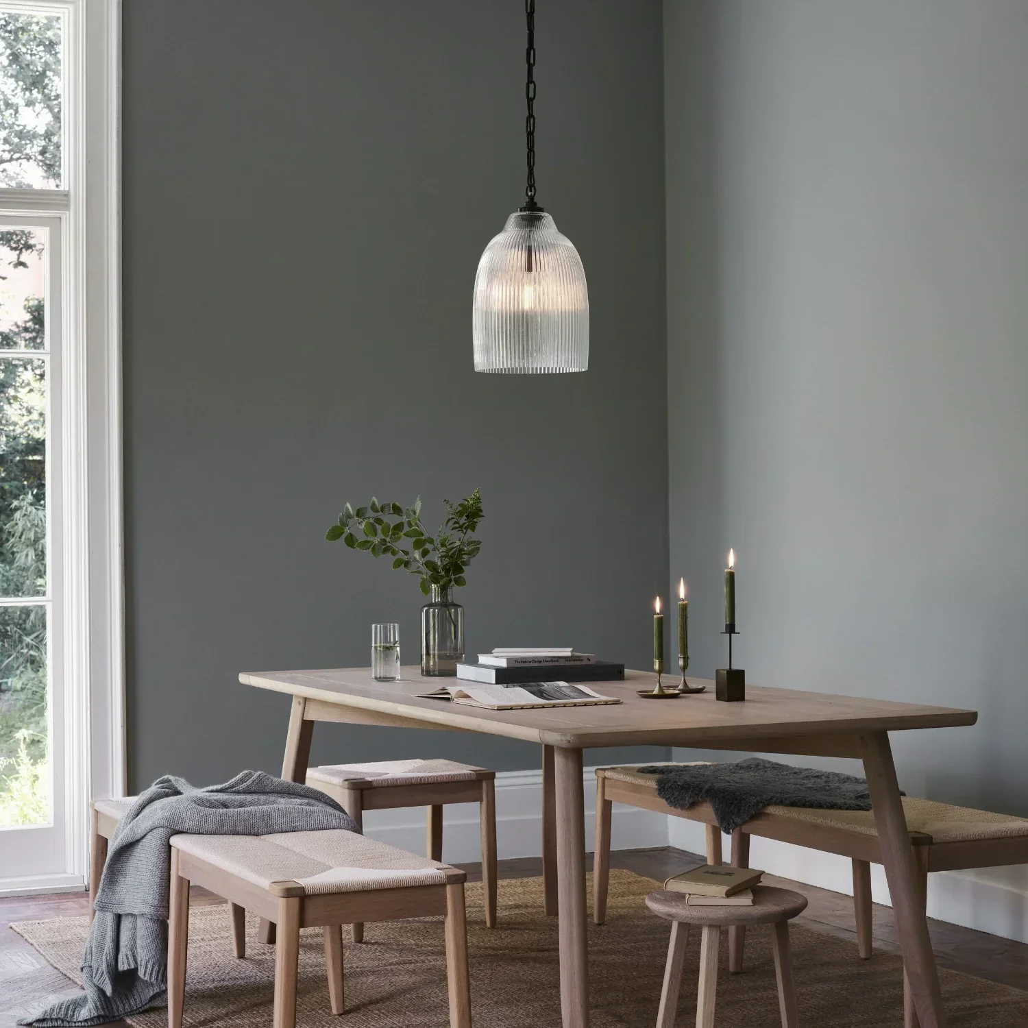 Shaftesbury Small Fluted Glass Pendant Light, Bronze - Image 5