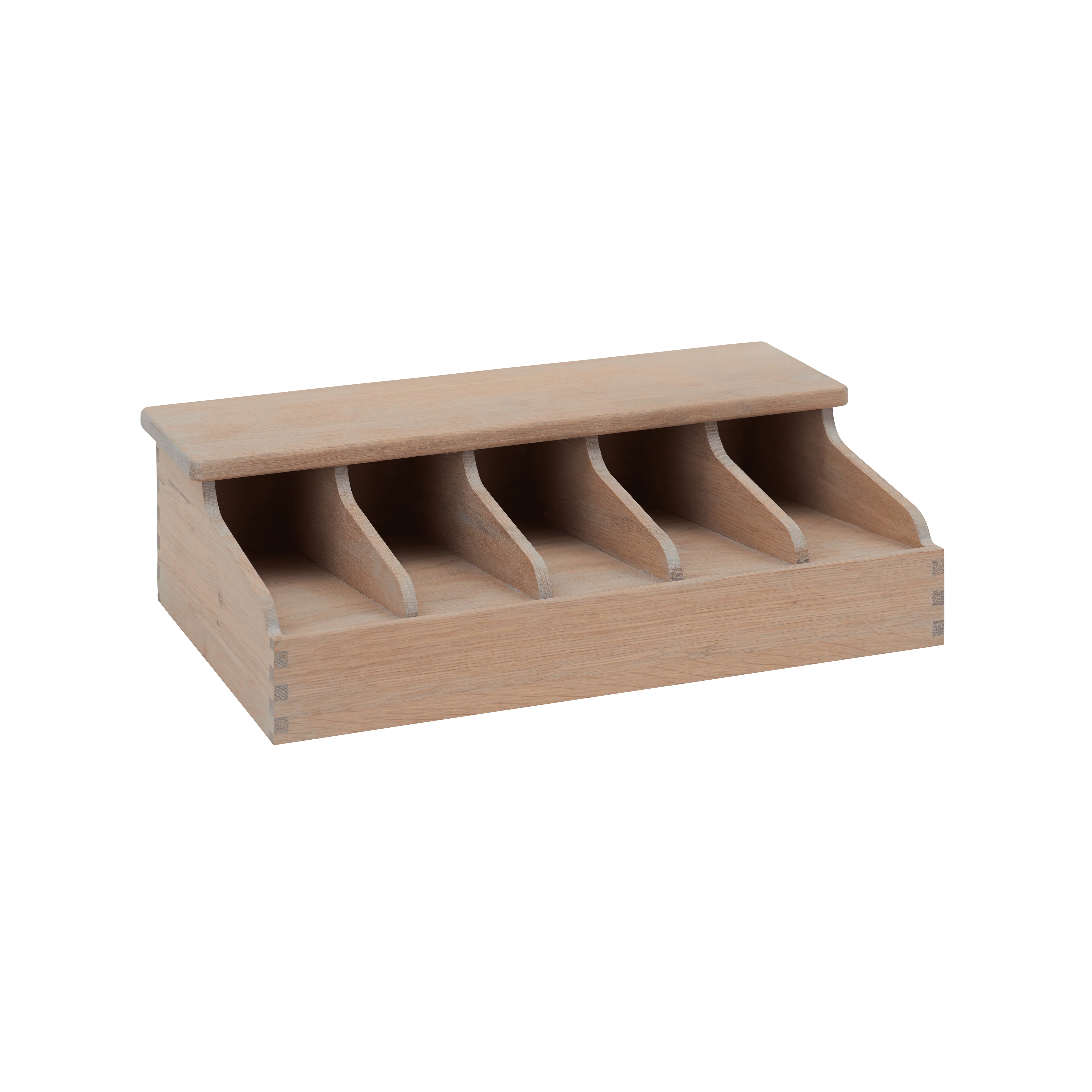 Southwold 5 Bay Divided Cutlery Organiser, Seasoned Oak - Image 2