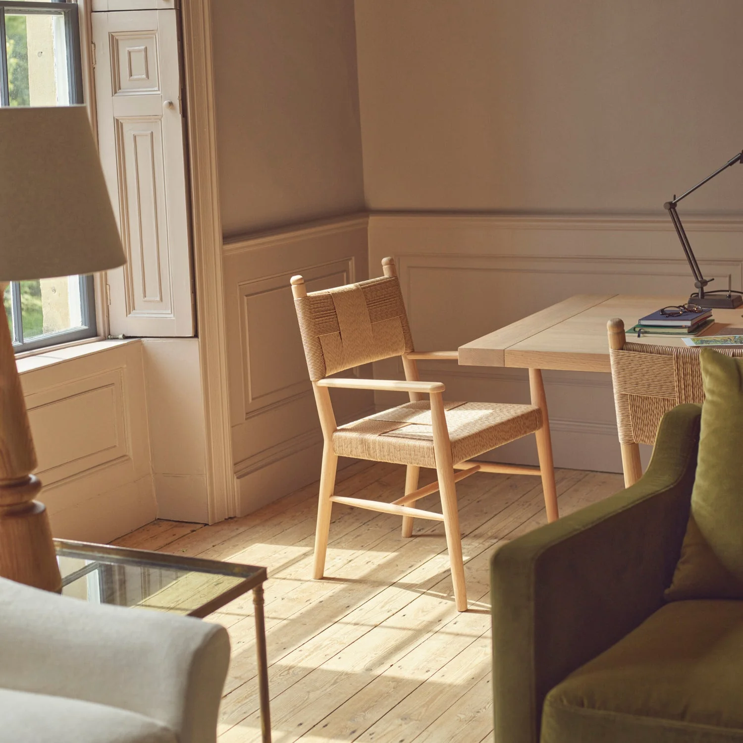 Tilbury Oak & Rattan Carver Chair