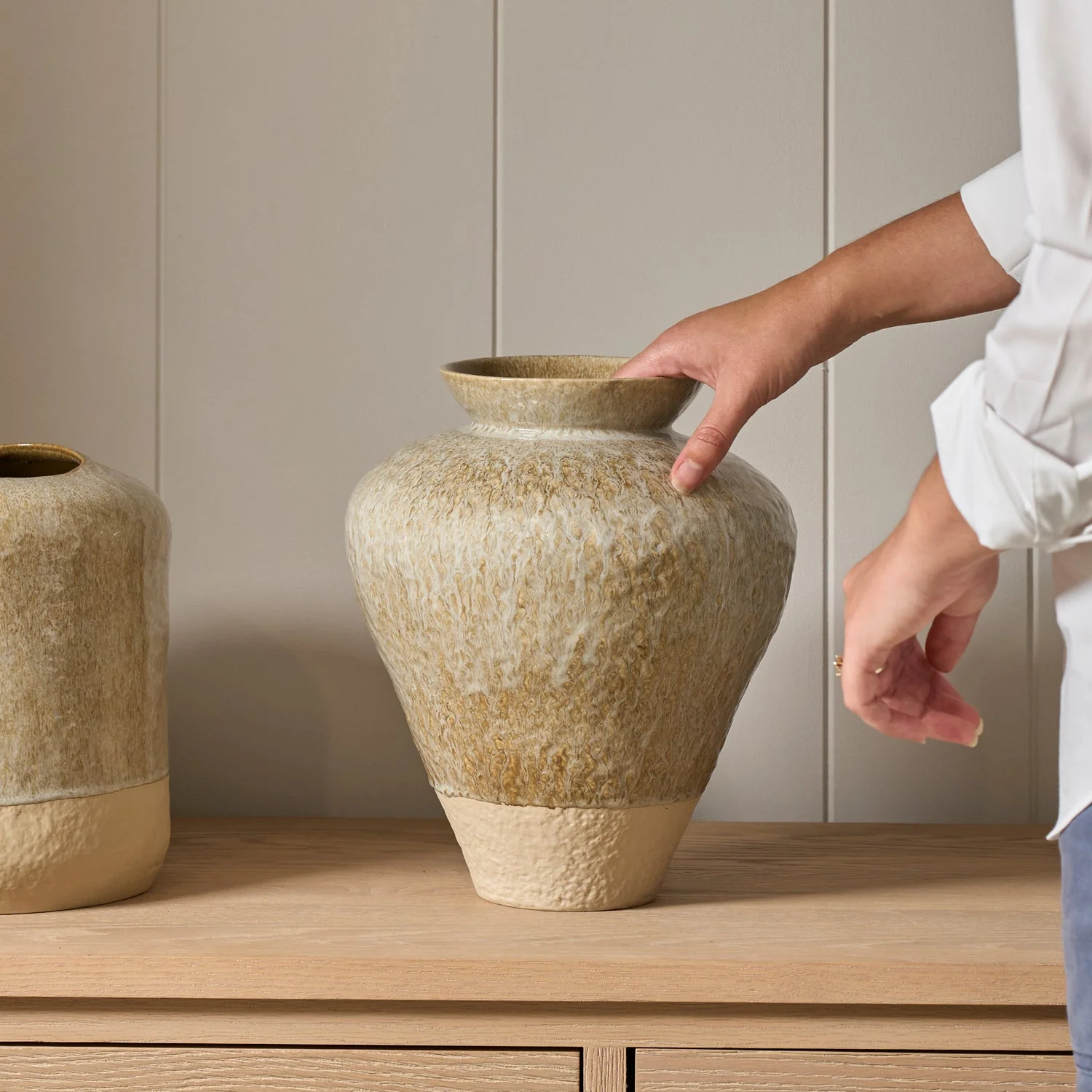Verwood Ceramic Urn Vase, Beige - Image 2